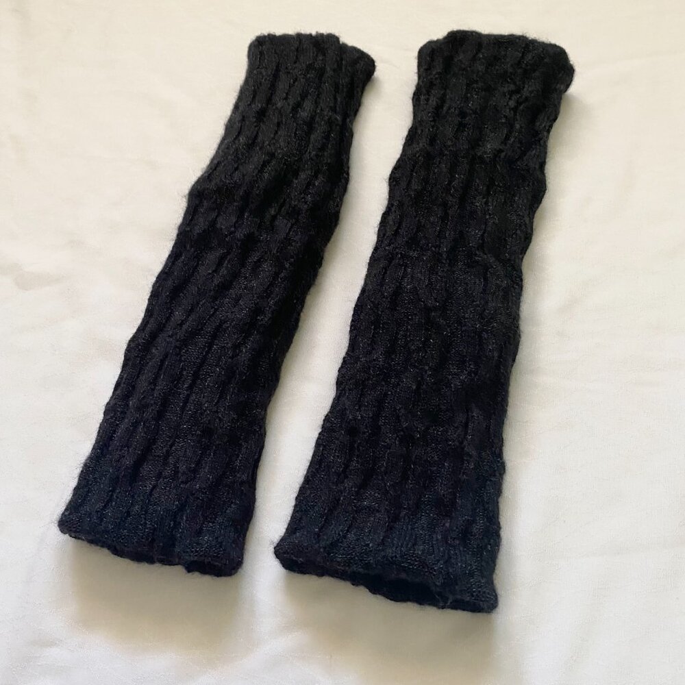 Black Alpaca Wool Cable Knit Leg Warmers - Sunny Creek Alpacas